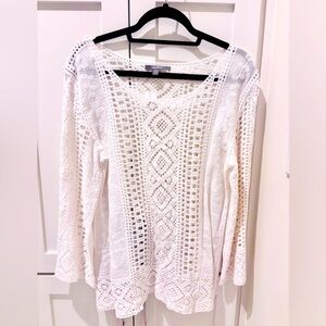 Anthropologie Blue Tassel Top/Swimsuit Cover Sz L